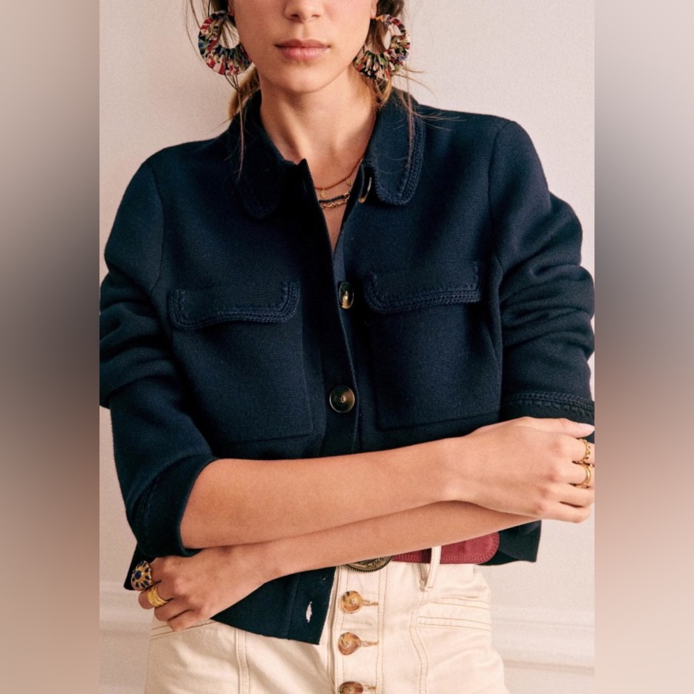 Sezane BETTY CARDIGAN in navy crochet